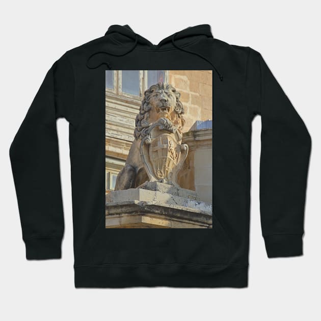 Rampant Lion with Shield, Valletta, Malta Hoodie by Carole-Anne